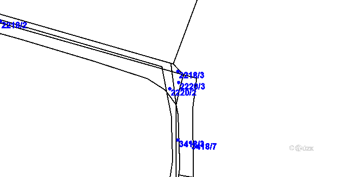 Parcela st. 2220/2 v KÚ Pelhřimov, Katastrální mapa