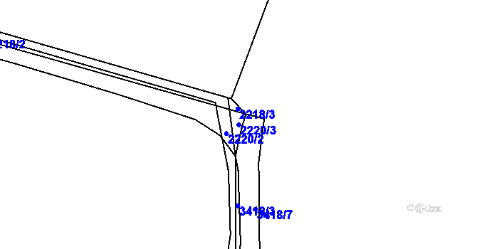 Parcela st. 2220/3 v KÚ Pelhřimov, Katastrální mapa