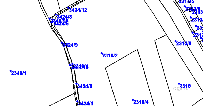 Parcela st. 2310/2 v KÚ Pelhřimov, Katastrální mapa