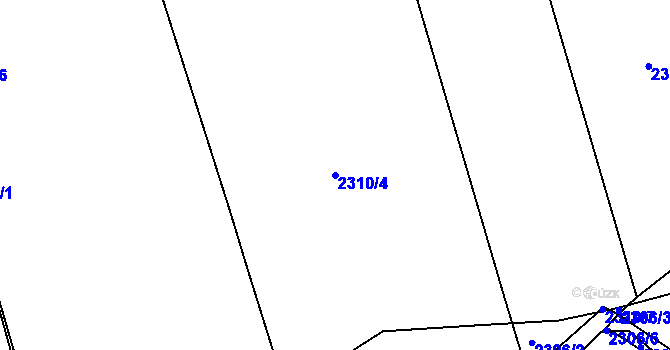 Parcela st. 2310/4 v KÚ Pelhřimov, Katastrální mapa