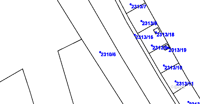 Parcela st. 2310/6 v KÚ Pelhřimov, Katastrální mapa