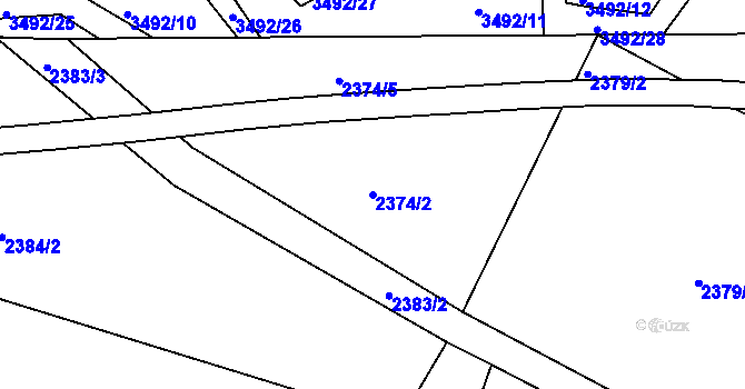 Parcela st. 2374/2 v KÚ Pelhřimov, Katastrální mapa