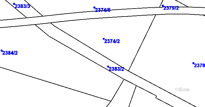 Parcela st. 2374/4 v KÚ Pelhřimov, Katastrální mapa
