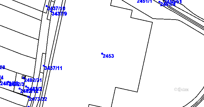 Parcela st. 2453 v KÚ Pelhřimov, Katastrální mapa