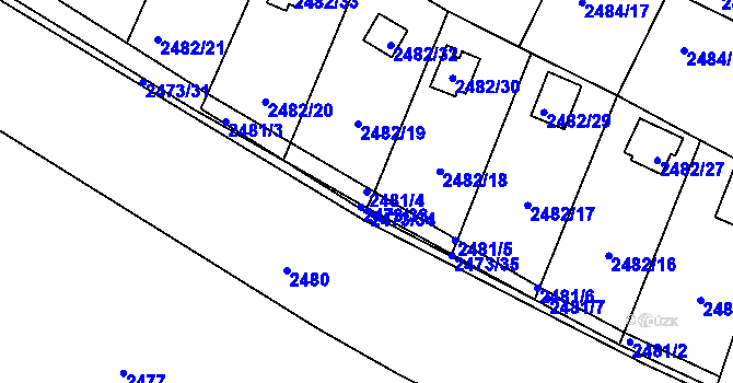 Parcela st. 2481/4 v KÚ Pelhřimov, Katastrální mapa