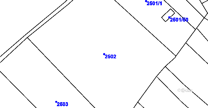Parcela st. 2502 v KÚ Pelhřimov, Katastrální mapa
