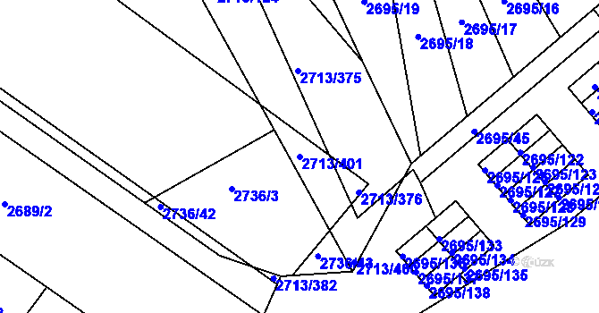 Parcela st. 2713/401 v KÚ Pelhřimov, Katastrální mapa
