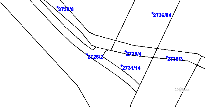 Parcela st. 2731/13 v KÚ Pelhřimov, Katastrální mapa