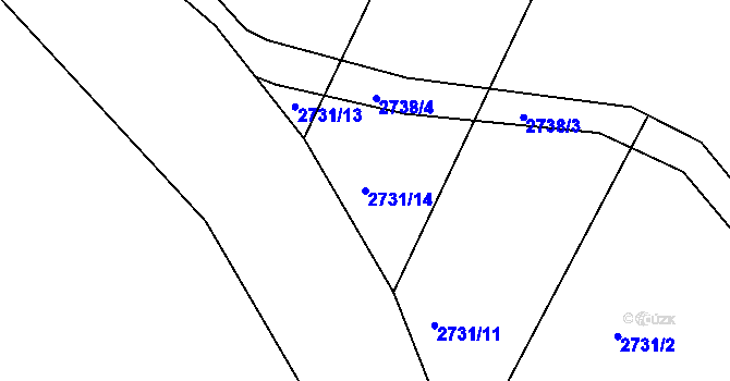 Parcela st. 2731/14 v KÚ Pelhřimov, Katastrální mapa
