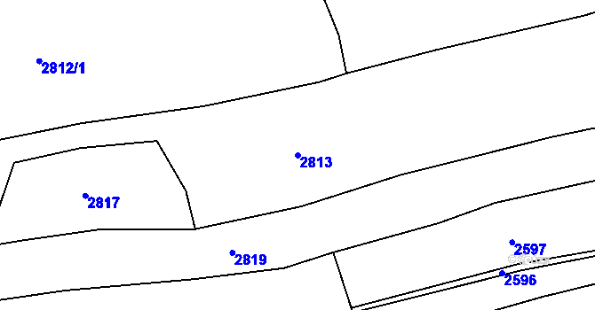 Parcela st. 2813 v KÚ Pelhřimov, Katastrální mapa