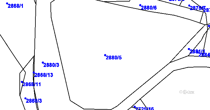 Parcela st. 2880/5 v KÚ Pelhřimov, Katastrální mapa