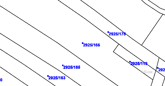 Parcela st. 2925/166 v KÚ Pelhřimov, Katastrální mapa