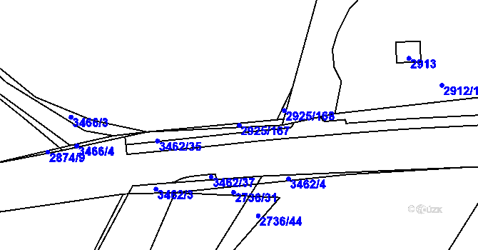 Parcela st. 2925/167 v KÚ Pelhřimov, Katastrální mapa