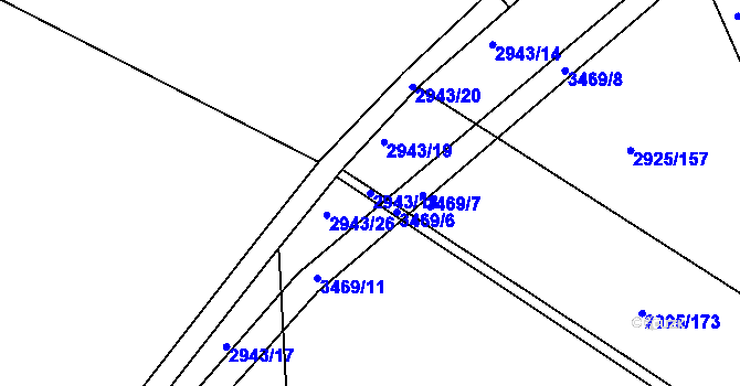 Parcela st. 2943/18 v KÚ Pelhřimov, Katastrální mapa
