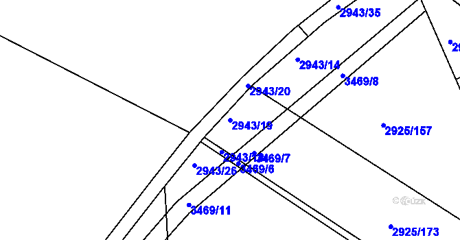 Parcela st. 2943/19 v KÚ Pelhřimov, Katastrální mapa