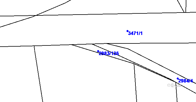 Parcela st. 2983/136 v KÚ Pelhřimov, Katastrální mapa