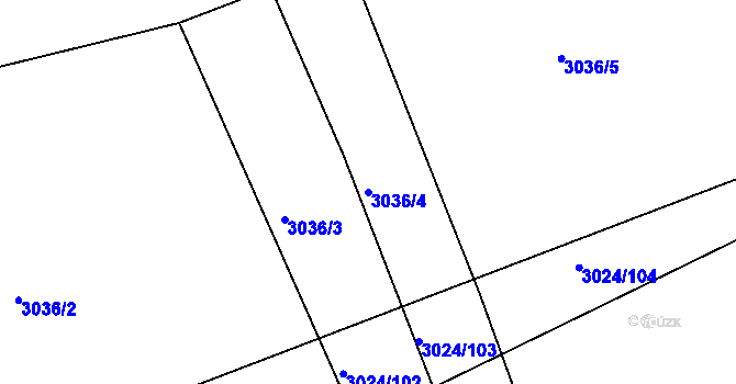 Parcela st. 3036/4 v KÚ Pelhřimov, Katastrální mapa