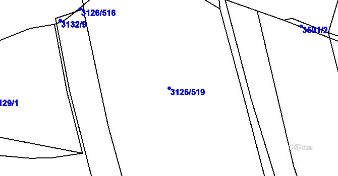 Parcela st. 3126/519 v KÚ Pelhřimov, Katastrální mapa