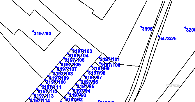 Parcela st. 3197/247 v KÚ Pelhřimov, Katastrální mapa