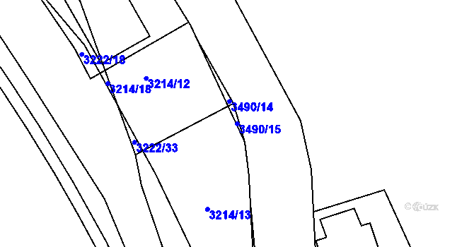 Parcela st. 3490/15 v KÚ Pelhřimov, Katastrální mapa