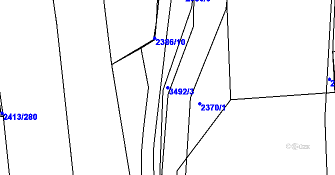 Parcela st. 3492/3 v KÚ Pelhřimov, Katastrální mapa