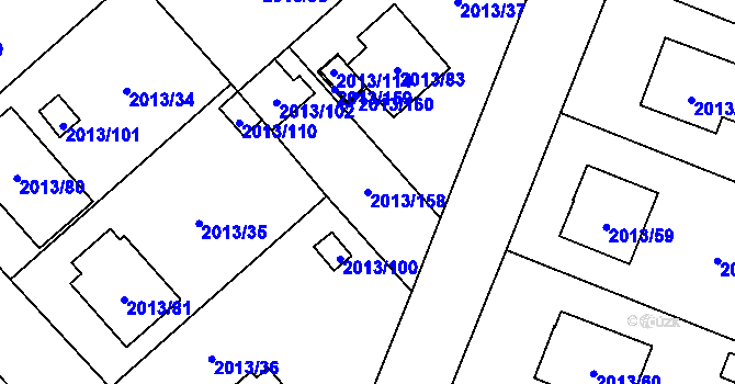Parcela st. 2013/158 v KÚ Pelhřimov, Katastrální mapa