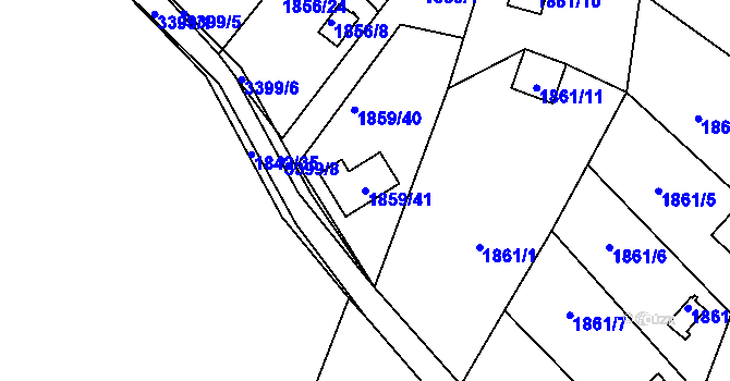 Parcela st. 1859/41 v KÚ Pelhřimov, Katastrální mapa