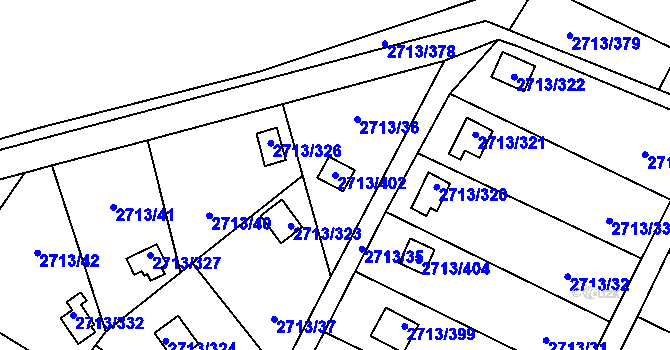 Parcela st. 2713/402 v KÚ Pelhřimov, Katastrální mapa