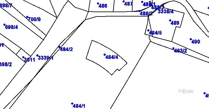 Parcela st. 484/4 v KÚ Pelhřimov, Katastrální mapa