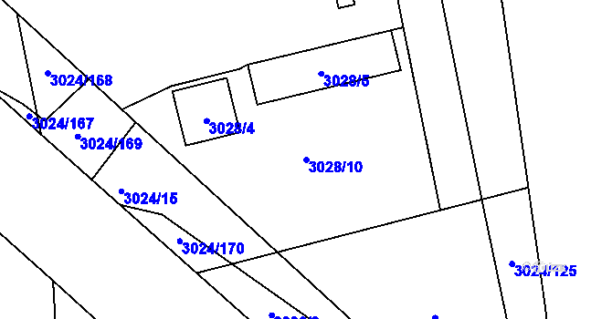 Parcela st. 3028/10 v KÚ Pelhřimov, Katastrální mapa