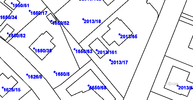 Parcela st. 2013/161 v KÚ Pelhřimov, Katastrální mapa