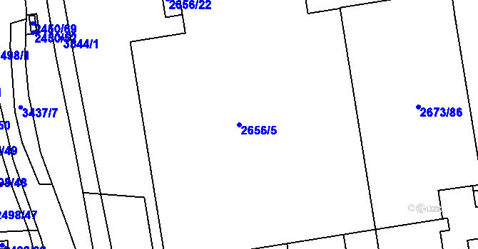 Parcela st. 2656/5 v KÚ Pelhřimov, Katastrální mapa