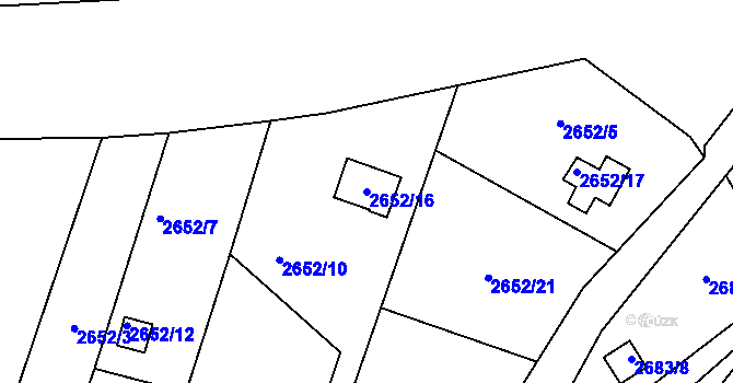 Parcela st. 2652/16 v KÚ Pelhřimov, Katastrální mapa