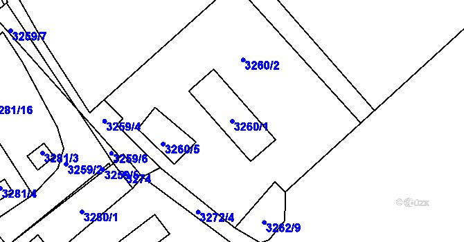 Parcela st. 3260/1 v KÚ Pelhřimov, Katastrální mapa