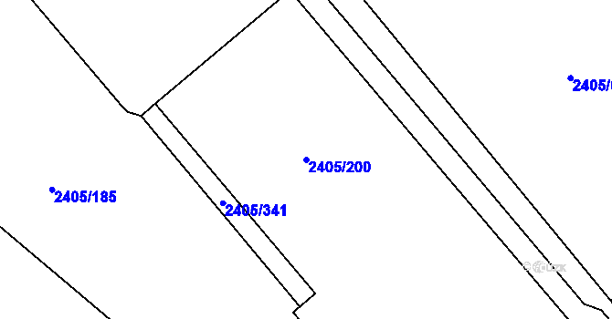 Parcela st. 2405/200 v KÚ Pelhřimov, Katastrální mapa