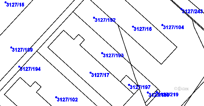 Parcela st. 3127/193 v KÚ Pelhřimov, Katastrální mapa