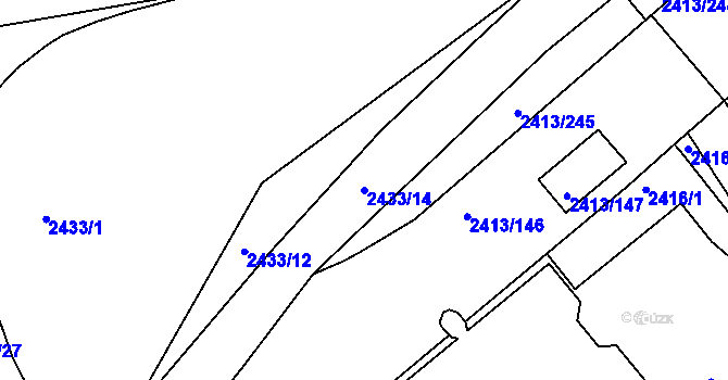 Parcela st. 2433/14 v KÚ Pelhřimov, Katastrální mapa