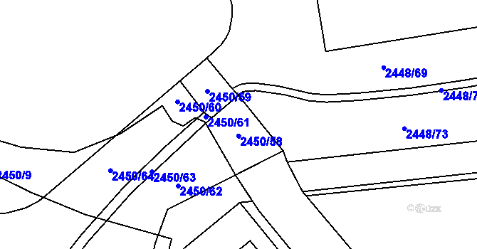 Parcela st. 2448/46 v KÚ Pelhřimov, Katastrální mapa