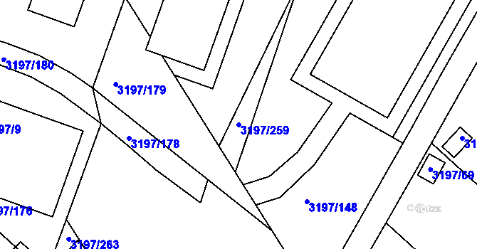 Parcela st. 3197/259 v KÚ Pelhřimov, Katastrální mapa