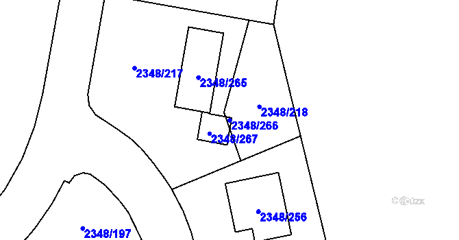 Parcela st. 2348/266 v KÚ Pelhřimov, Katastrální mapa