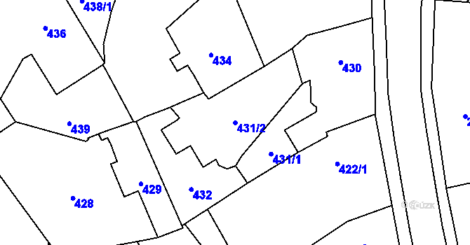 Parcela st. 431/2 v KÚ Pelhřimov, Katastrální mapa