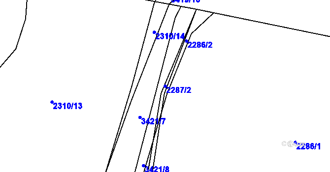 Parcela st. 2287/2 v KÚ Pelhřimov, Katastrální mapa