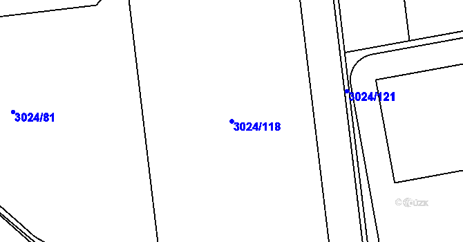 Parcela st. 3024/118 v KÚ Pelhřimov, Katastrální mapa