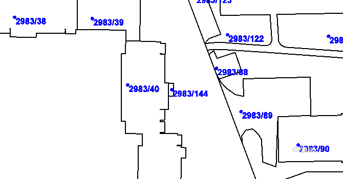 Parcela st. 2983/144 v KÚ Pelhřimov, Katastrální mapa