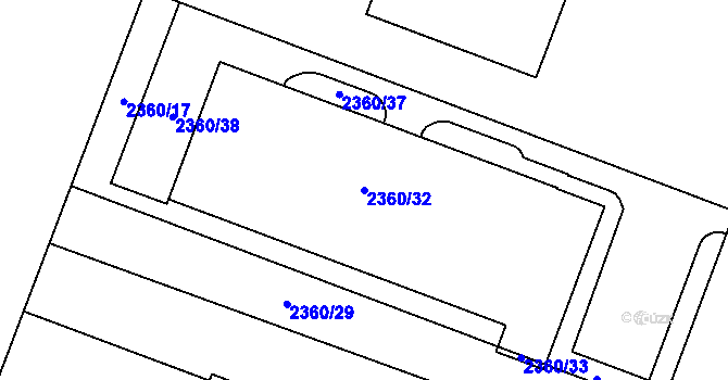 Parcela st. 2360/32 v KÚ Pelhřimov, Katastrální mapa