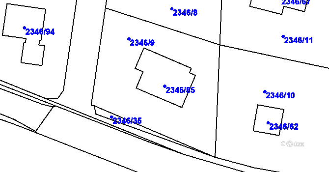 Parcela st. 2346/85 v KÚ Pelhřimov, Katastrální mapa