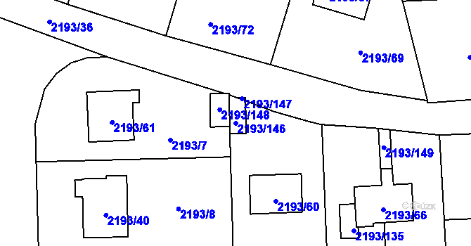 Parcela st. 2193/146 v KÚ Pelhřimov, Katastrální mapa
