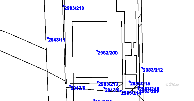 Parcela st. 2983/200 v KÚ Pelhřimov, Katastrální mapa