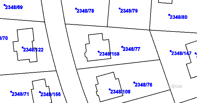 Parcela st. 2348/158 v KÚ Pelhřimov, Katastrální mapa