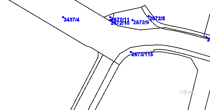 Parcela st. 2673/114 v KÚ Pelhřimov, Katastrální mapa